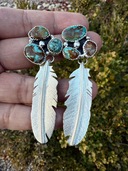 Turquoise Large Feather Earrings