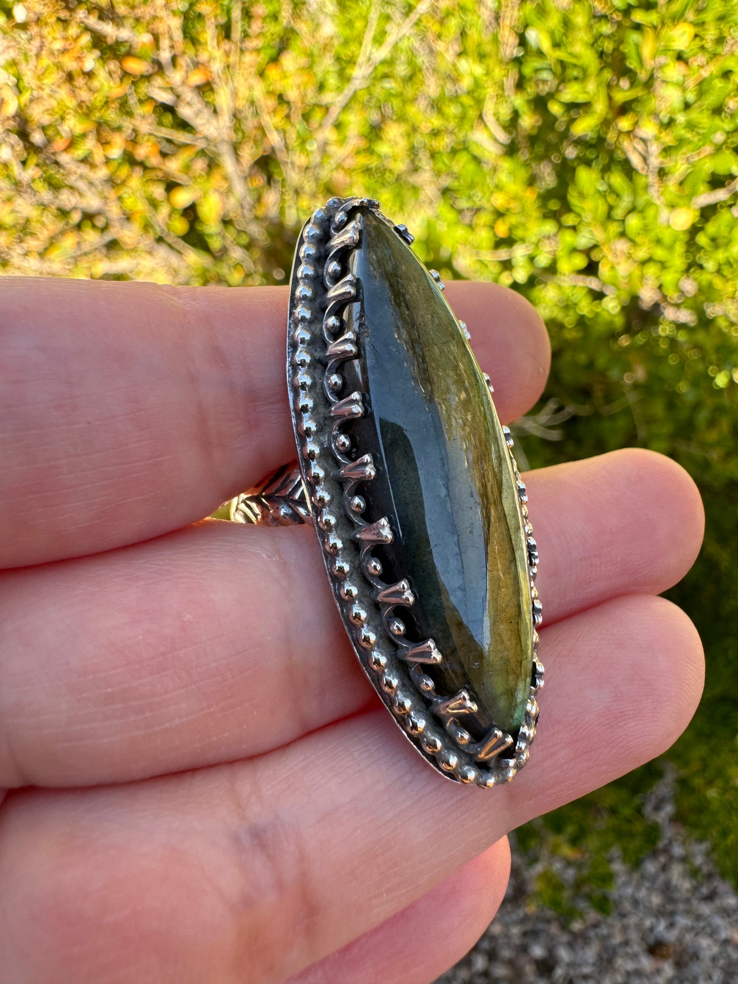 Chunky Labradorite Ring (Adjustable Size 11 and under)
