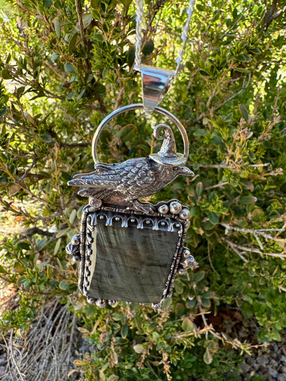 Witch Crow Labradorite Pendant
