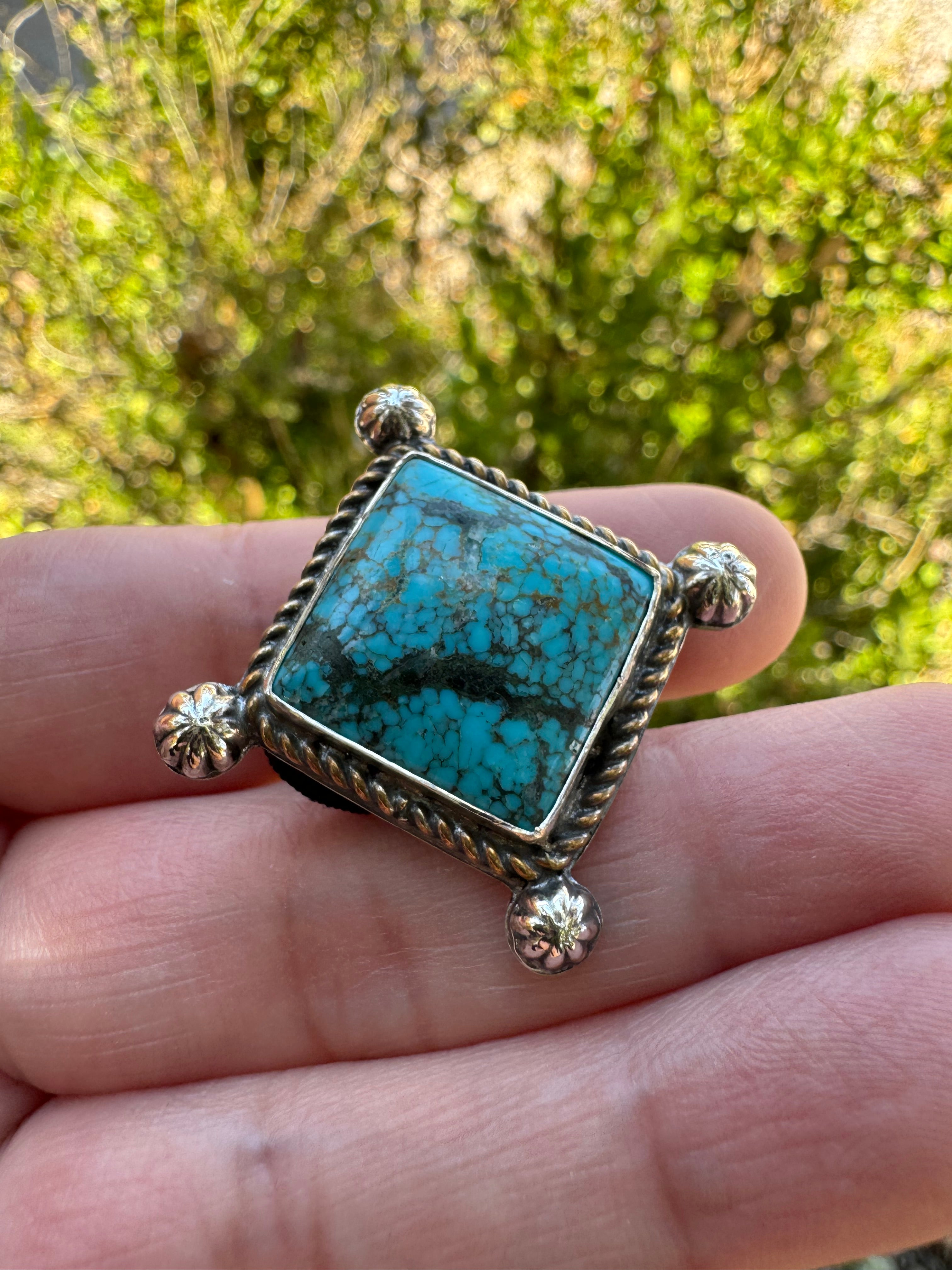 Kingman Turquoise Hair Tie (square)