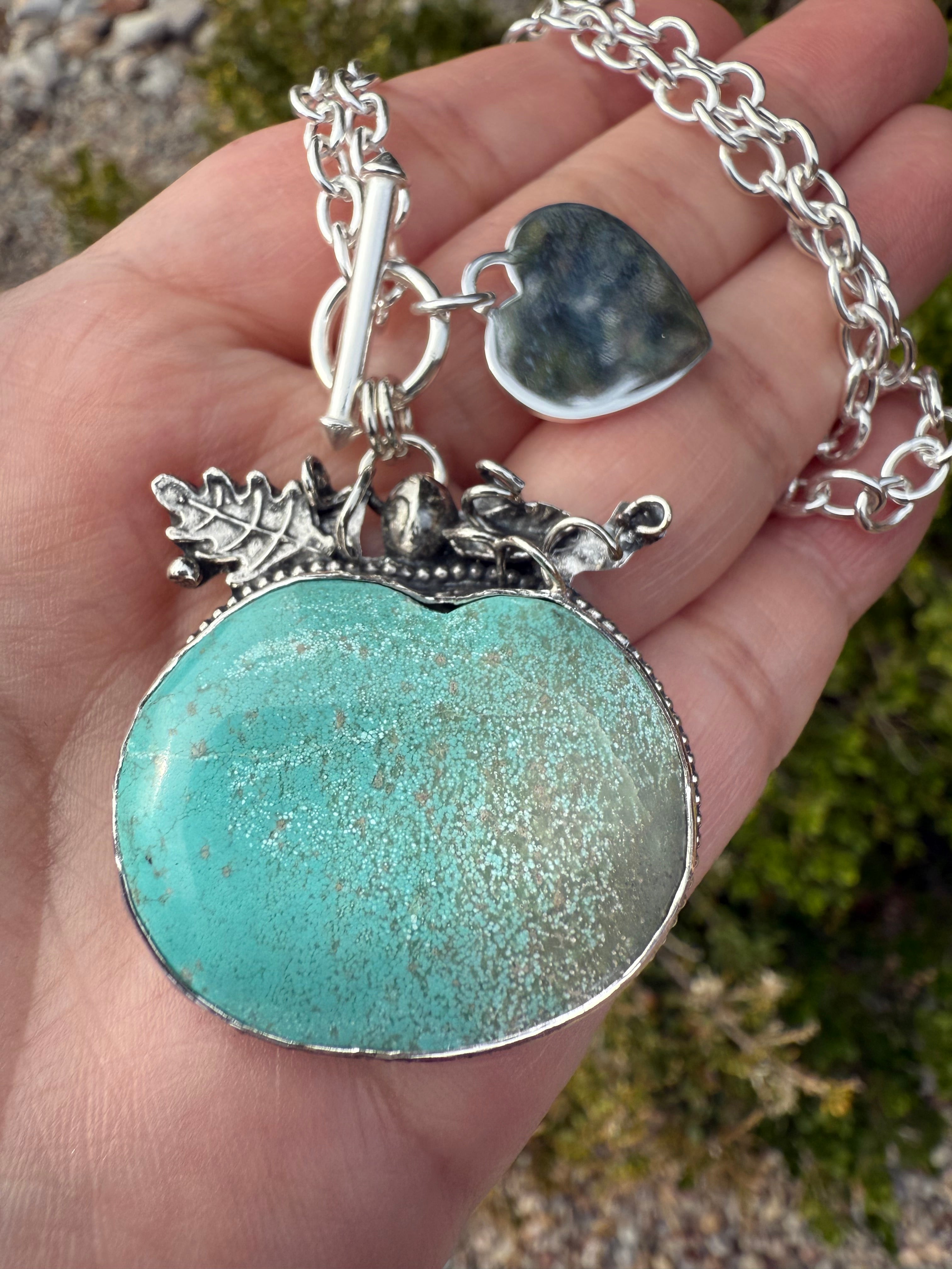 Large Kingman Turquoise Pumpkin Necklace