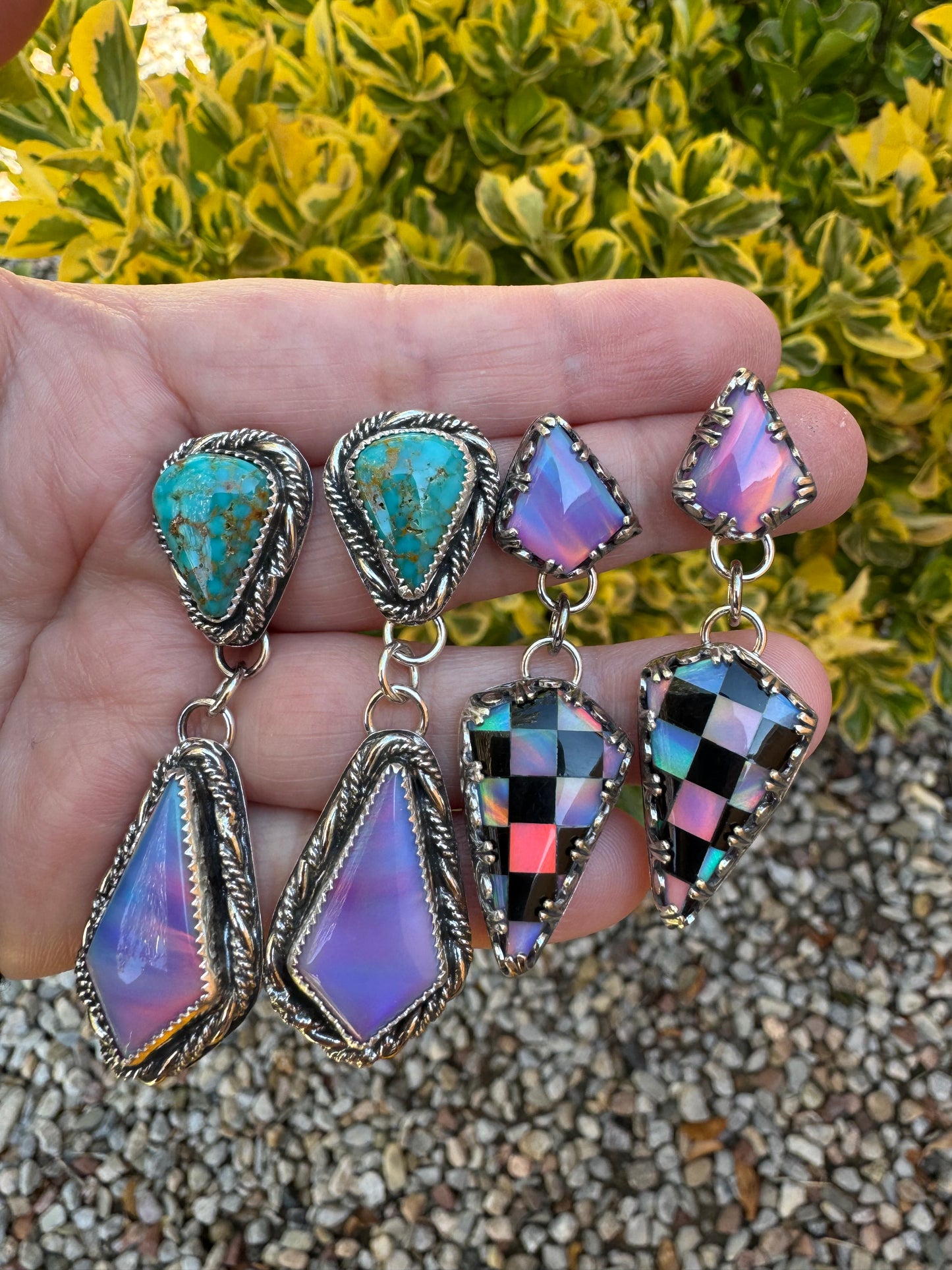 Aurora Opal and Turquoise Earrings