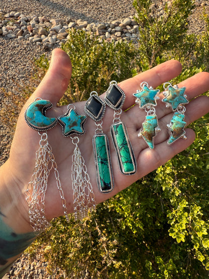 Moon and Star Chain Earrings