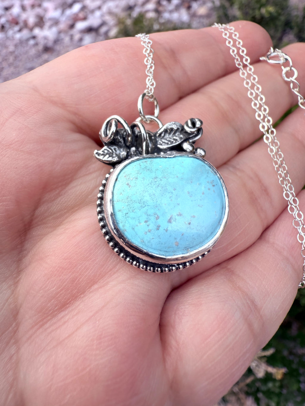 Small Kingman Turquoise Pumpkin Necklace (1)