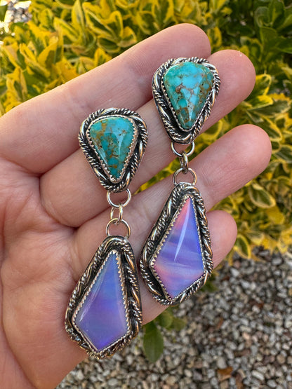 Aurora Opal and Turquoise Earrings