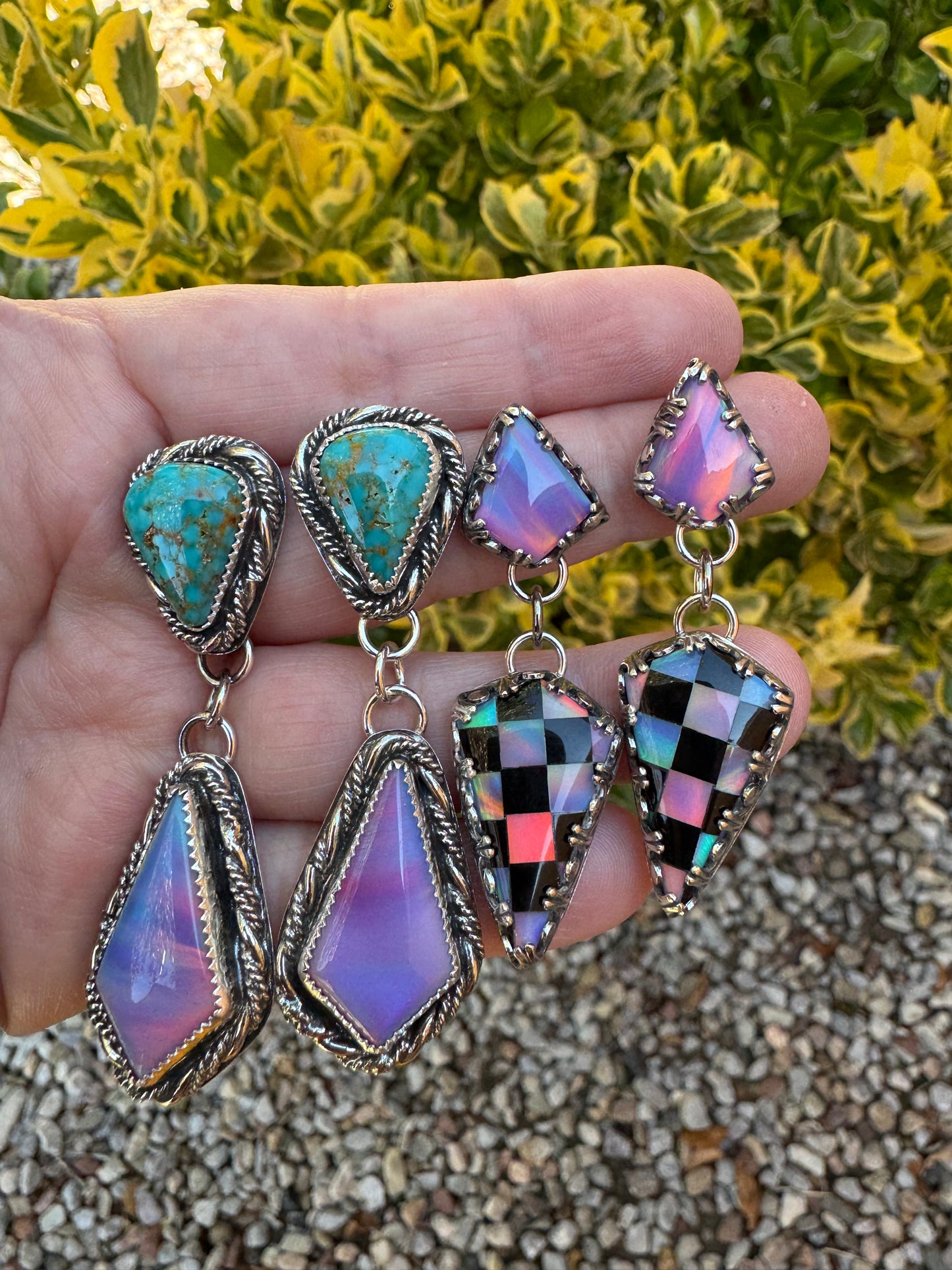 Aurora Opal and Turquoise Earrings