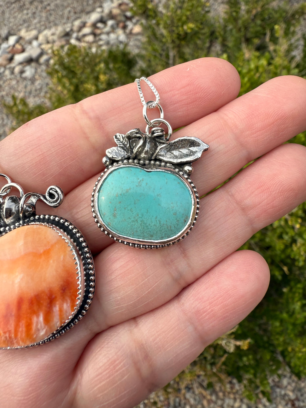 Small Kingman Turquoise Pumpkin Necklace (2)