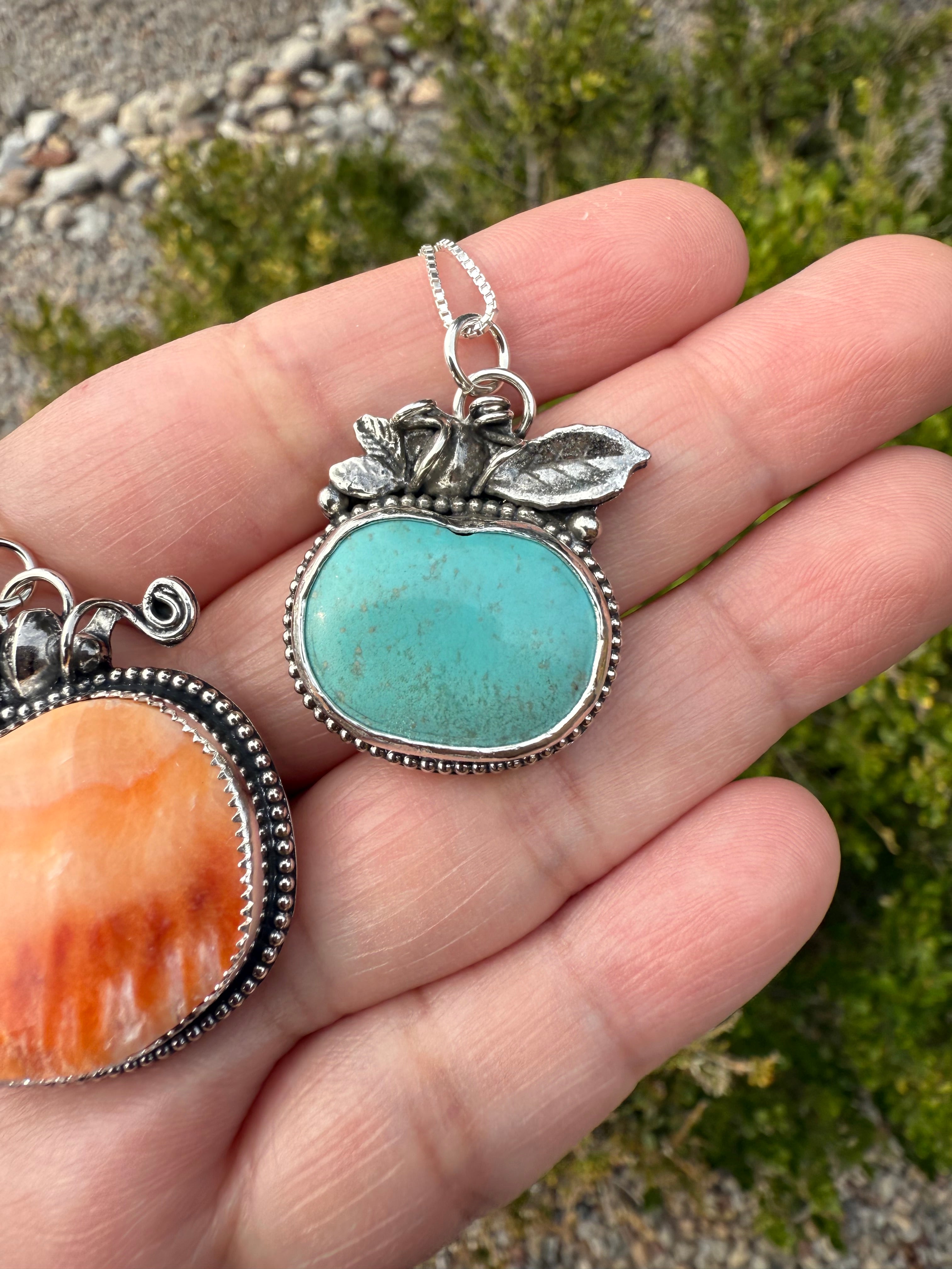 Small Kingman Turquoise Pumpkin Necklace (2)