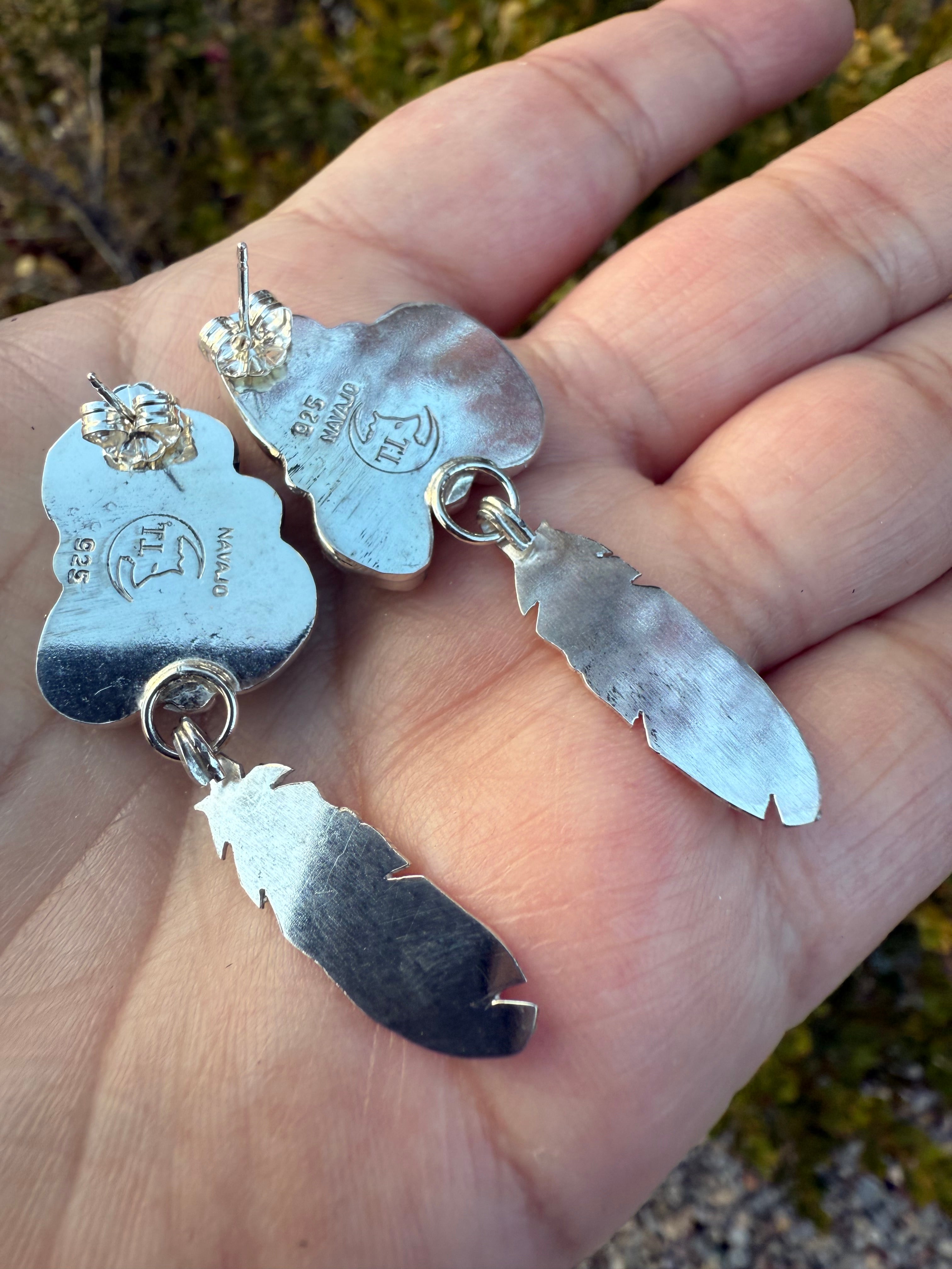 Royston Turquoise Small Feather Earrings