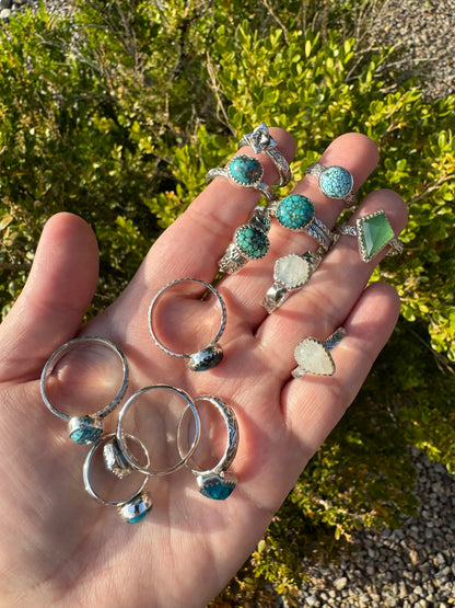Moonstone Hex Ring (Sz 9)