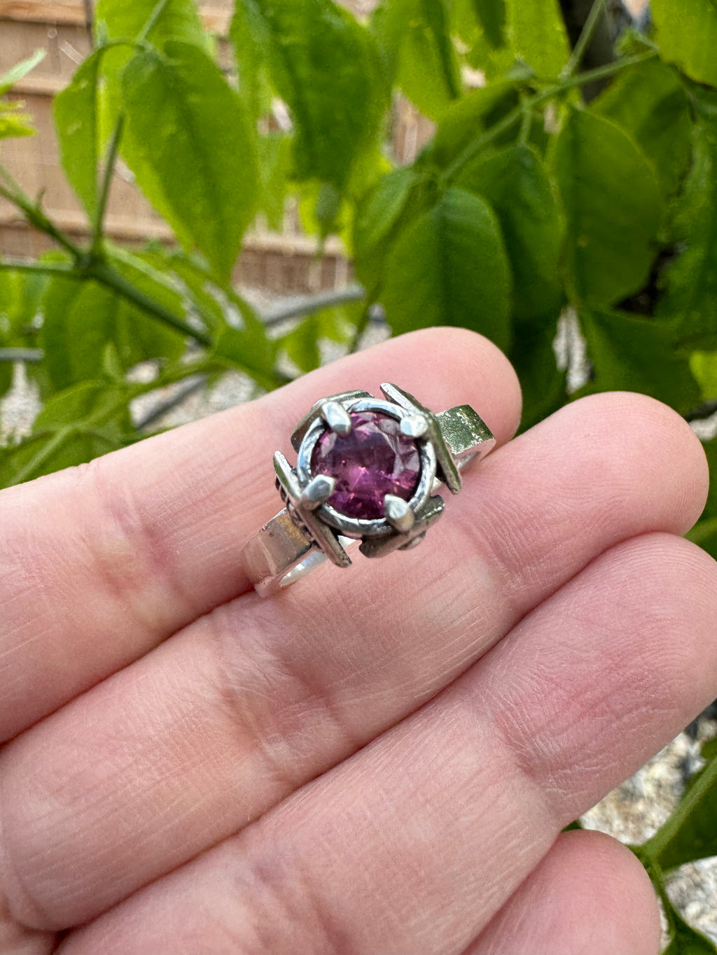 Pink Tourmaline Navajo Ring (Sz 8)