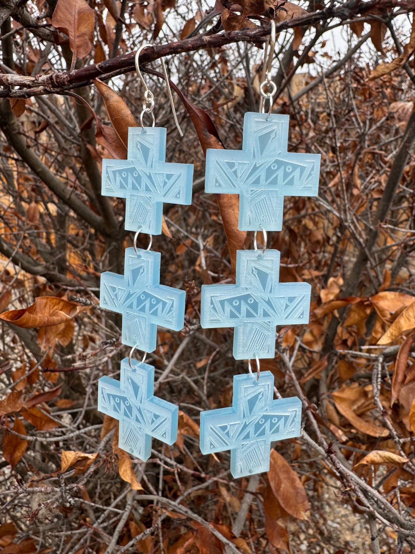 "Path's Crossing" Acrylic Earrings - Frost Blue