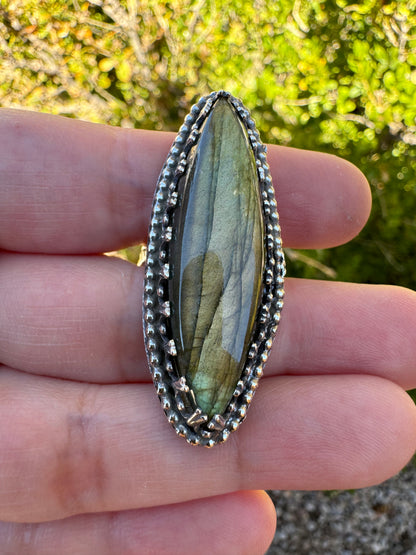 Chunky Labradorite Ring (Adjustable Size 11 and under)