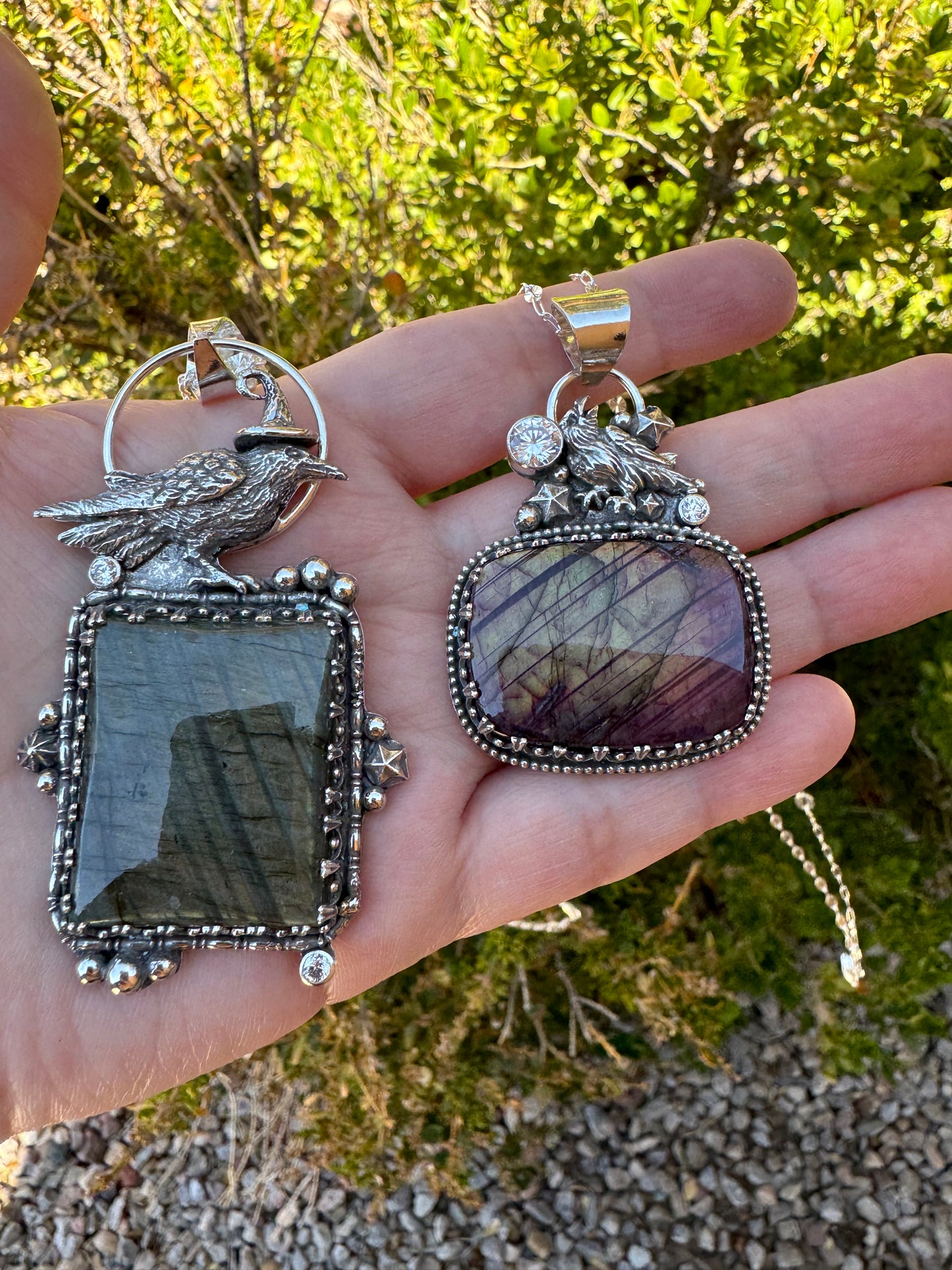 Witch Crow Labradorite Pendant