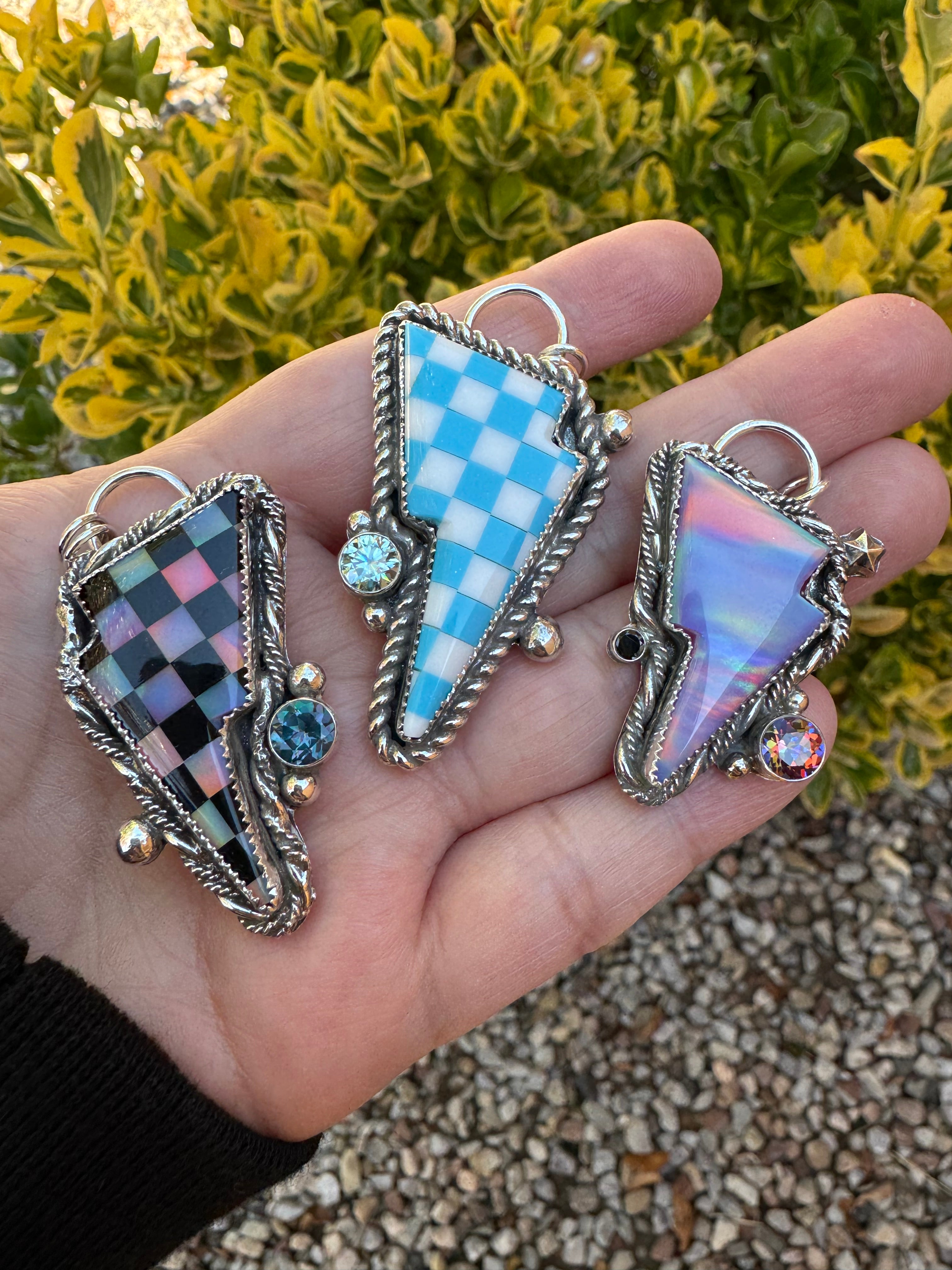 Aurora Opal Topaz Bolt Necklace