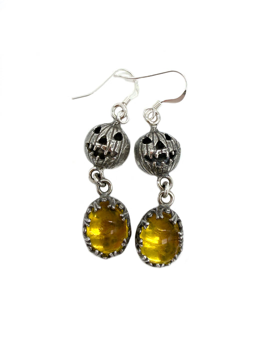Amber Pumpkin Dangling Earrings