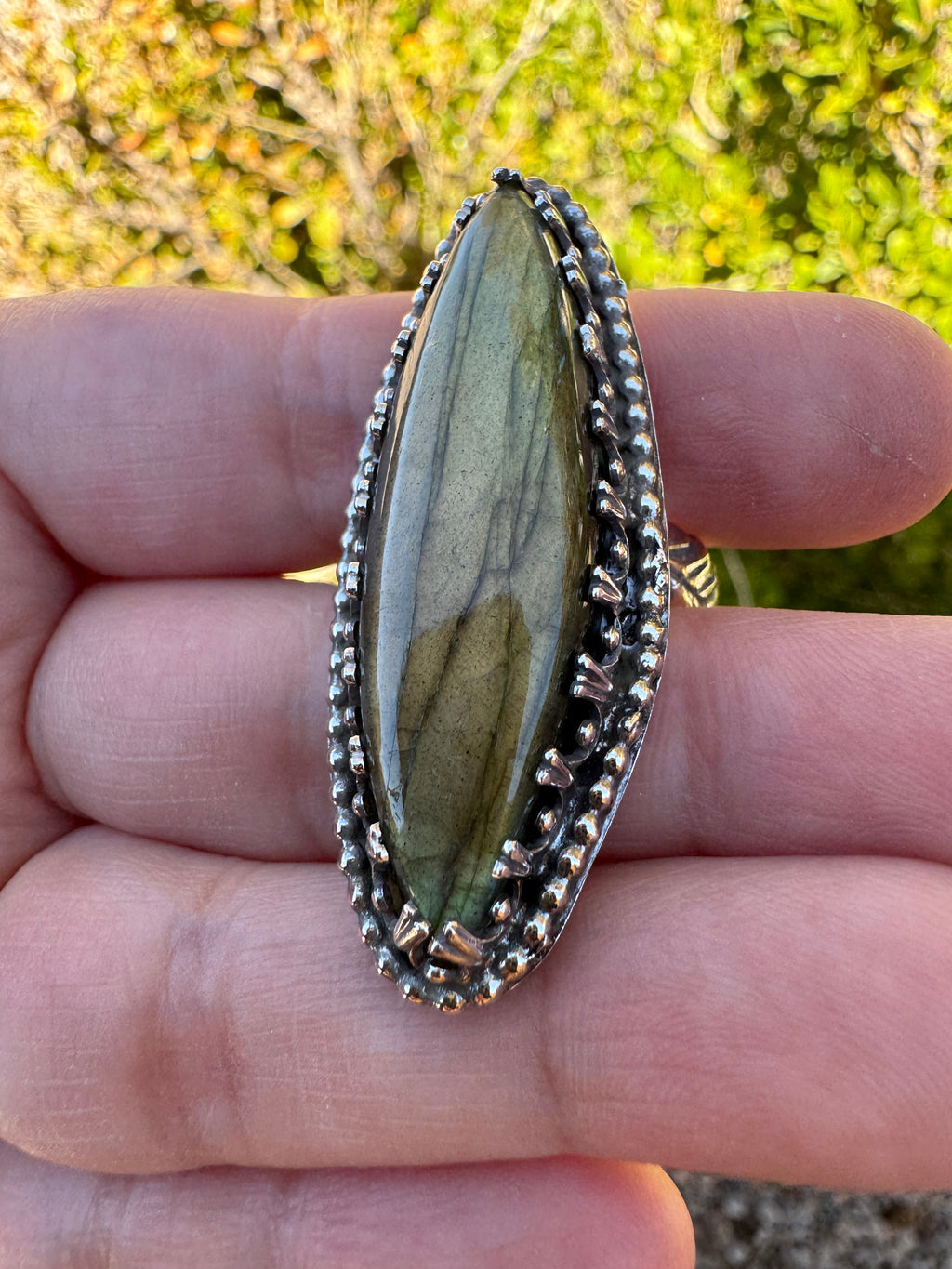Chunky Labradorite Ring (Adjustable Size 11 and under)