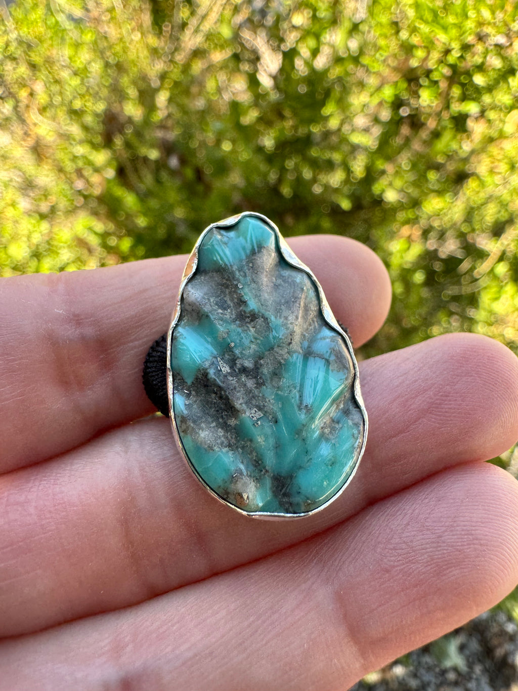 Kingman Turquoise Hair Tie (carved leaf)
