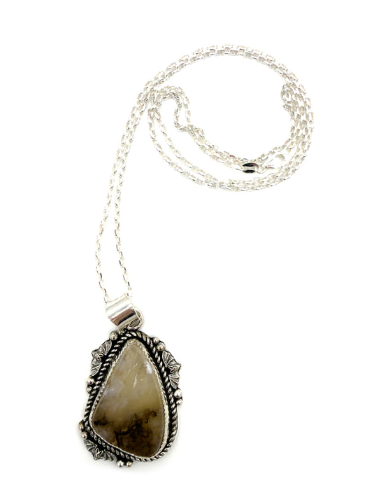 Moss Agate Bat Necklace (Glows in the Dark)