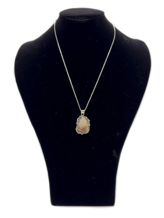 Moss Agate Bat Necklace (Glows in the Dark)