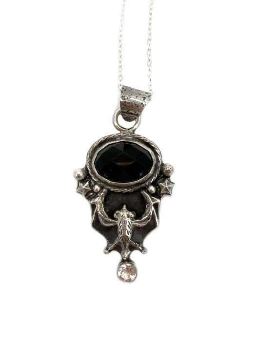 Onyx+CZ Bat Necklace