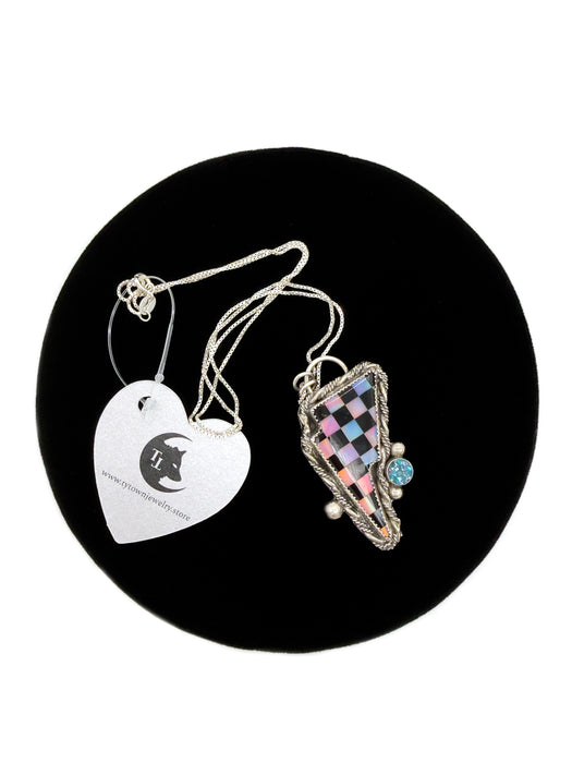 Aurora Opal + Onyx Bolt Necklace