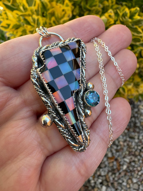 Aurora Opal Topaz Bolt Necklace