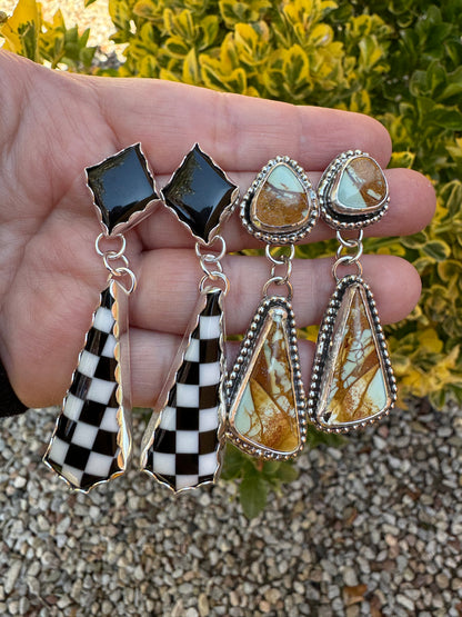 Jet and Pristine Earrings (scalloped)