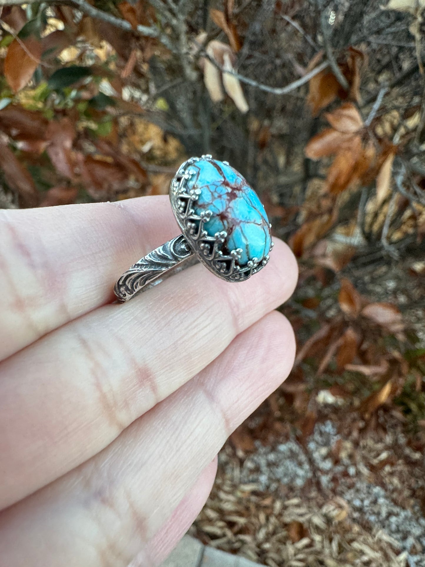 Egyptian Turquoise Oval Ring (Size 7)