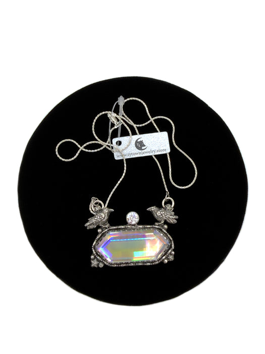Recycled CD Double Crow Necklace