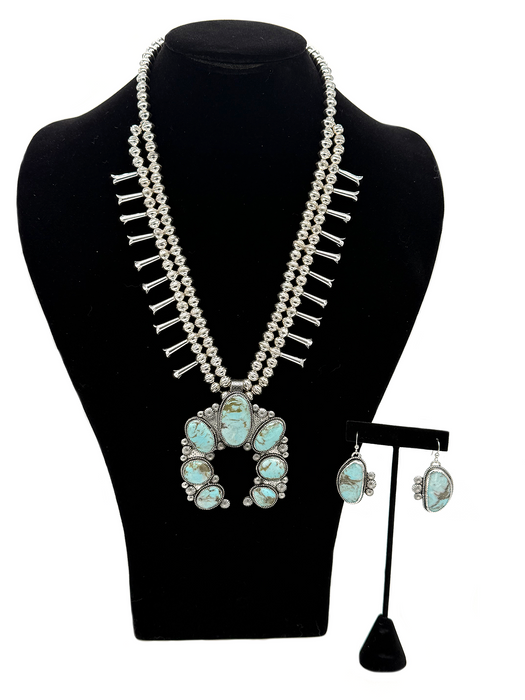 Custom Reserved: Iron Mountain Turquoise Squash Blossom
