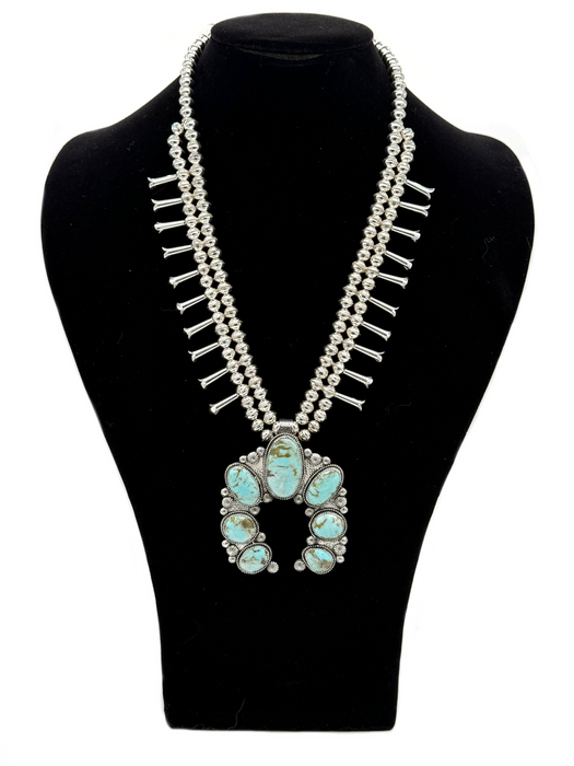 Custom Reserved: Iron Mountain Turquoise Squash Blossom
