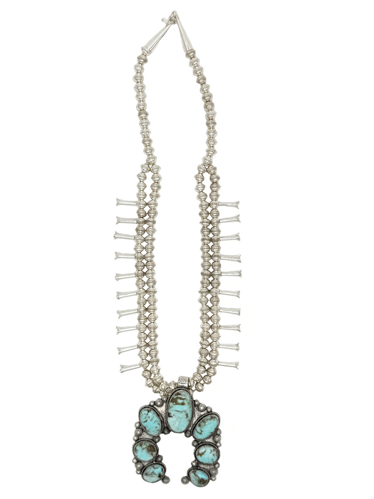 Custom Reserved: Iron Mountain Turquoise Squash Blossom