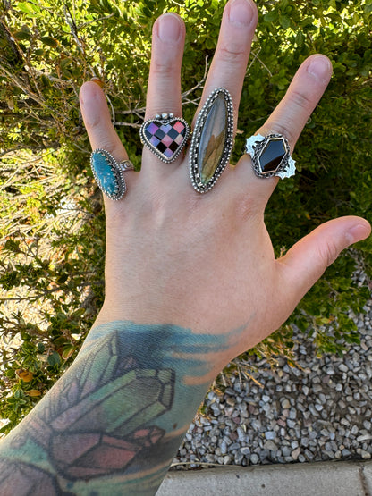 Chunky Labradorite Ring (Adjustable Size 11 and under)