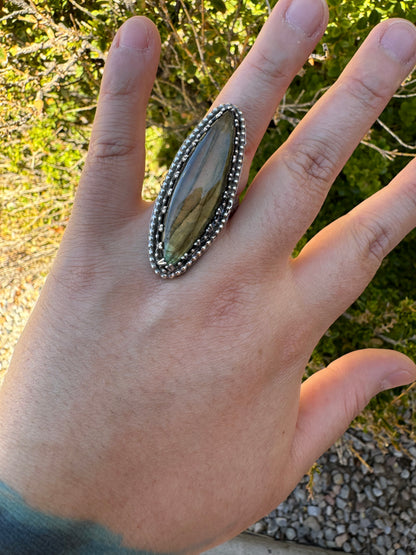 Chunky Labradorite Ring (Adjustable Size 11 and under)