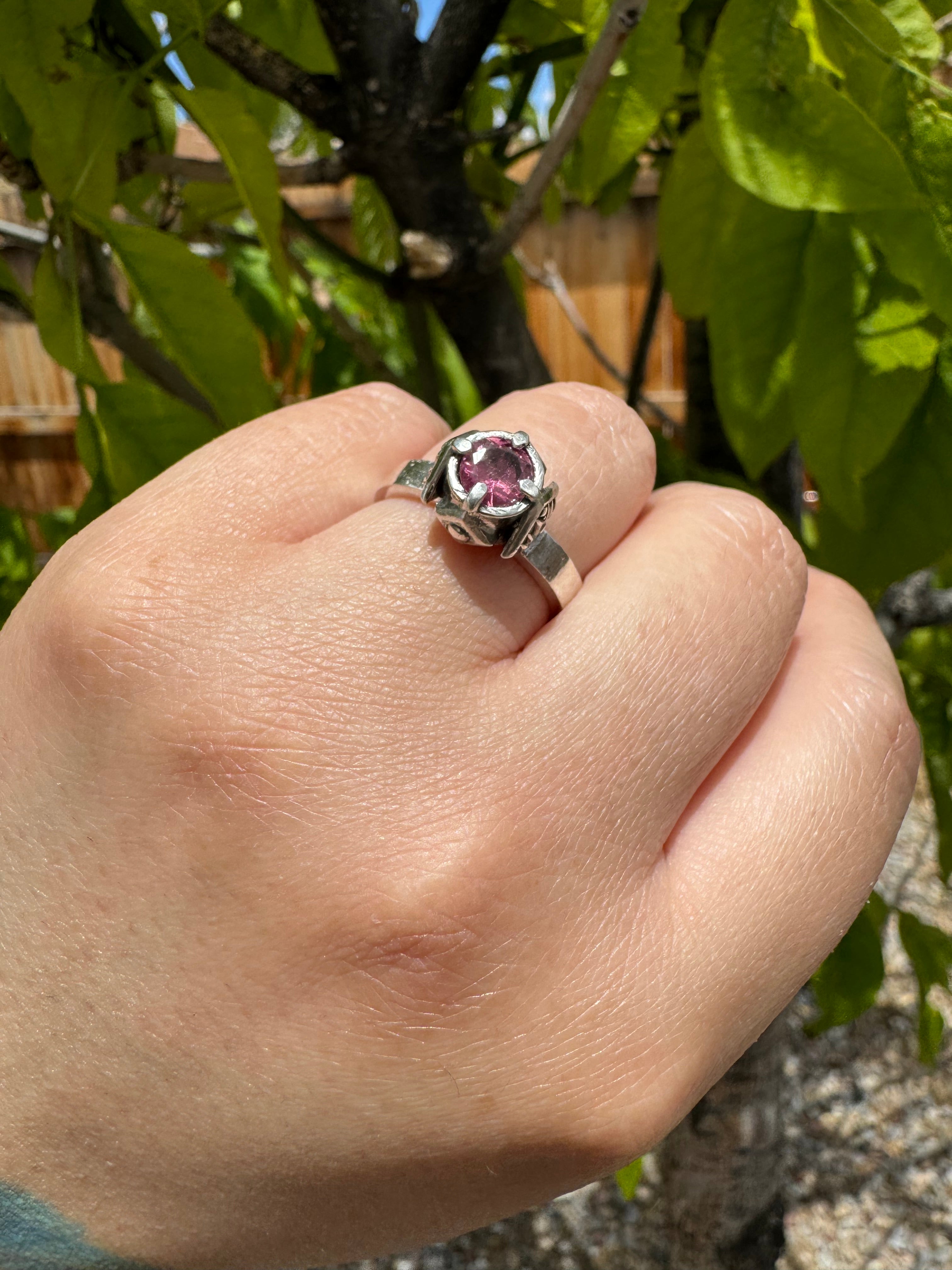 Pink Tourmaline Navajo Ring (Sz 8)
