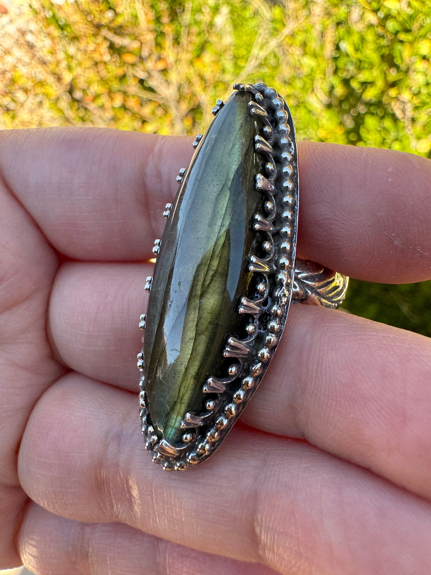 Chunky Labradorite Ring (Adjustable Size 11 and under)
