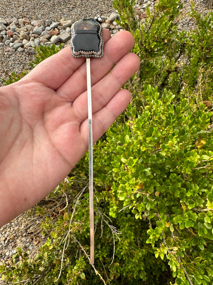 Labradorite + Jet Cauldron Hair Stick