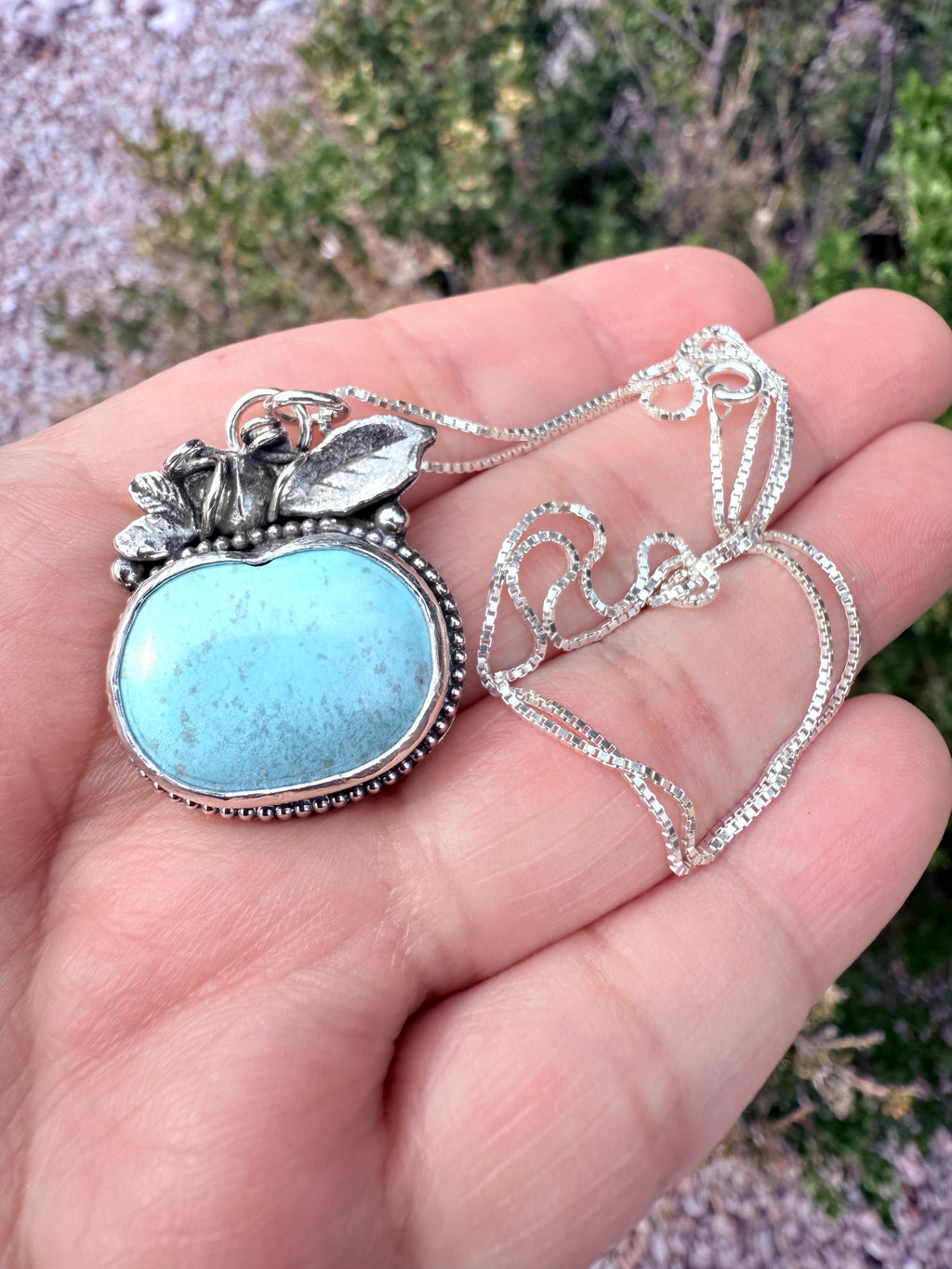 Small Kingman Turquoise Pumpkin Necklace (2)