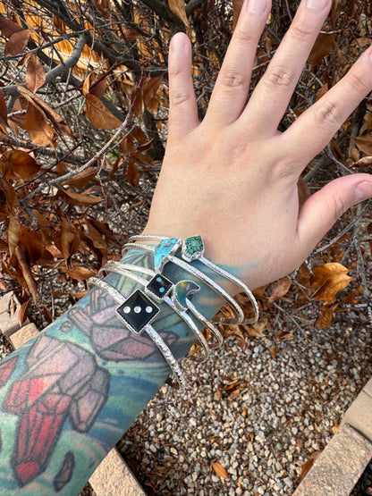 Black Aurora Opal Mini Moon Bracelet