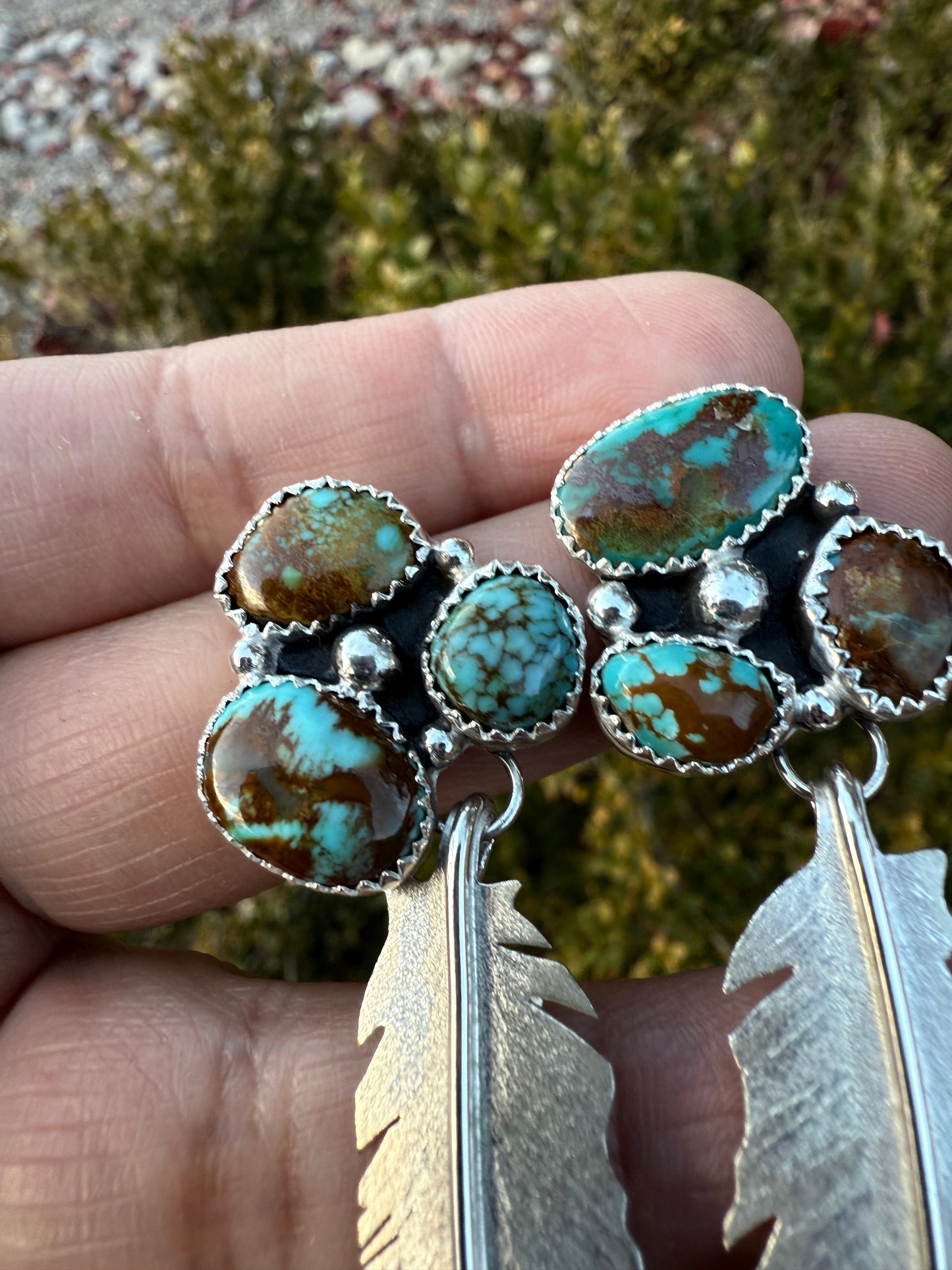 Turquoise Large Feather Earrings