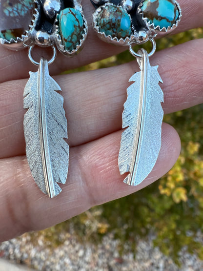 Royston Turquoise Small Feather Earrings