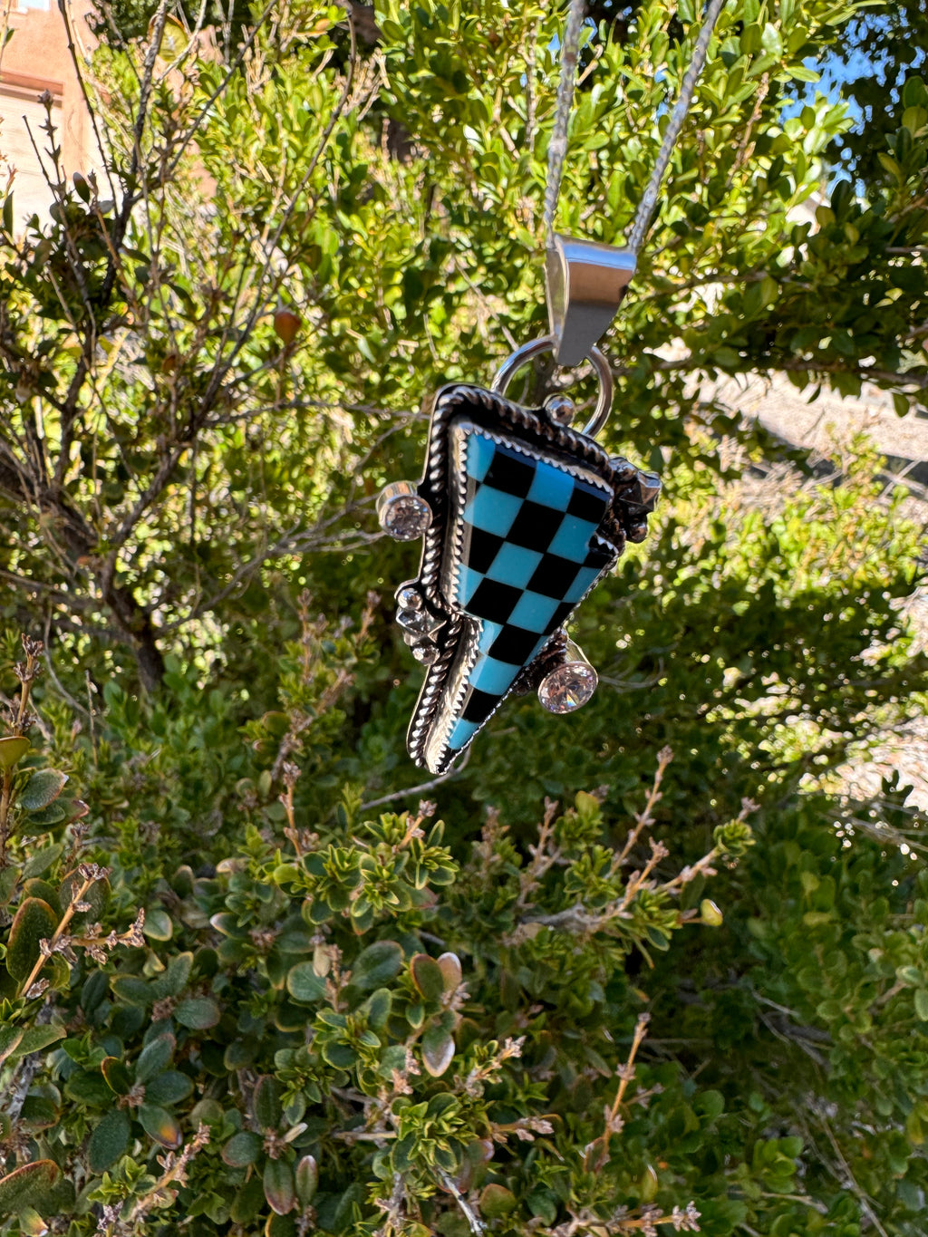 Checkered Turquoise Bolt Necklace