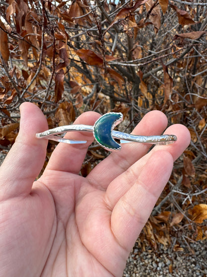 Black Aurora Opal Mini Moon Bracelet