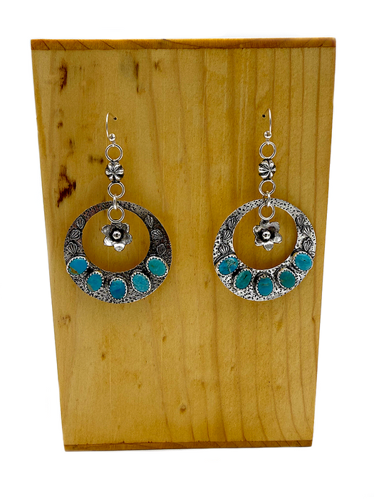 Navajo Floral Hoop Earrings