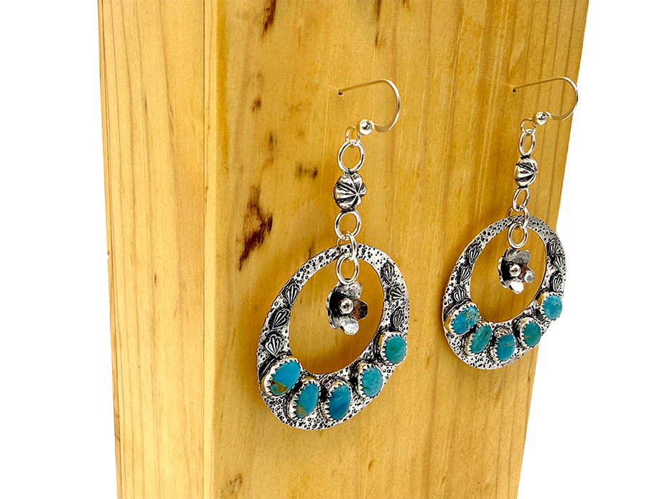 Navajo Floral Hoop Earrings