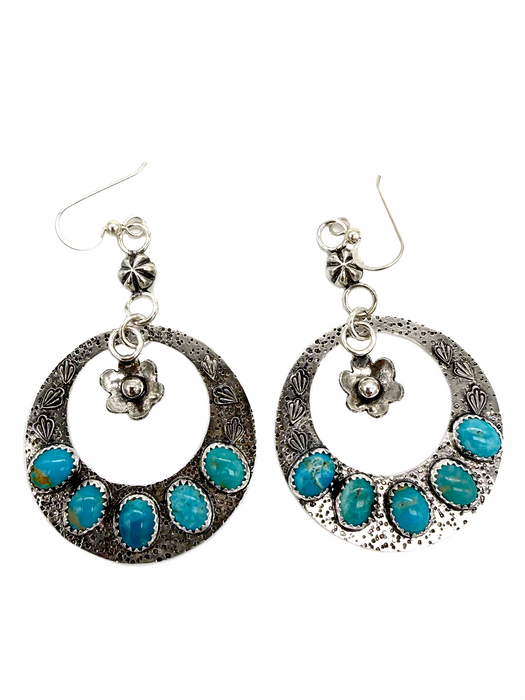 Navajo Floral Hoop Earrings