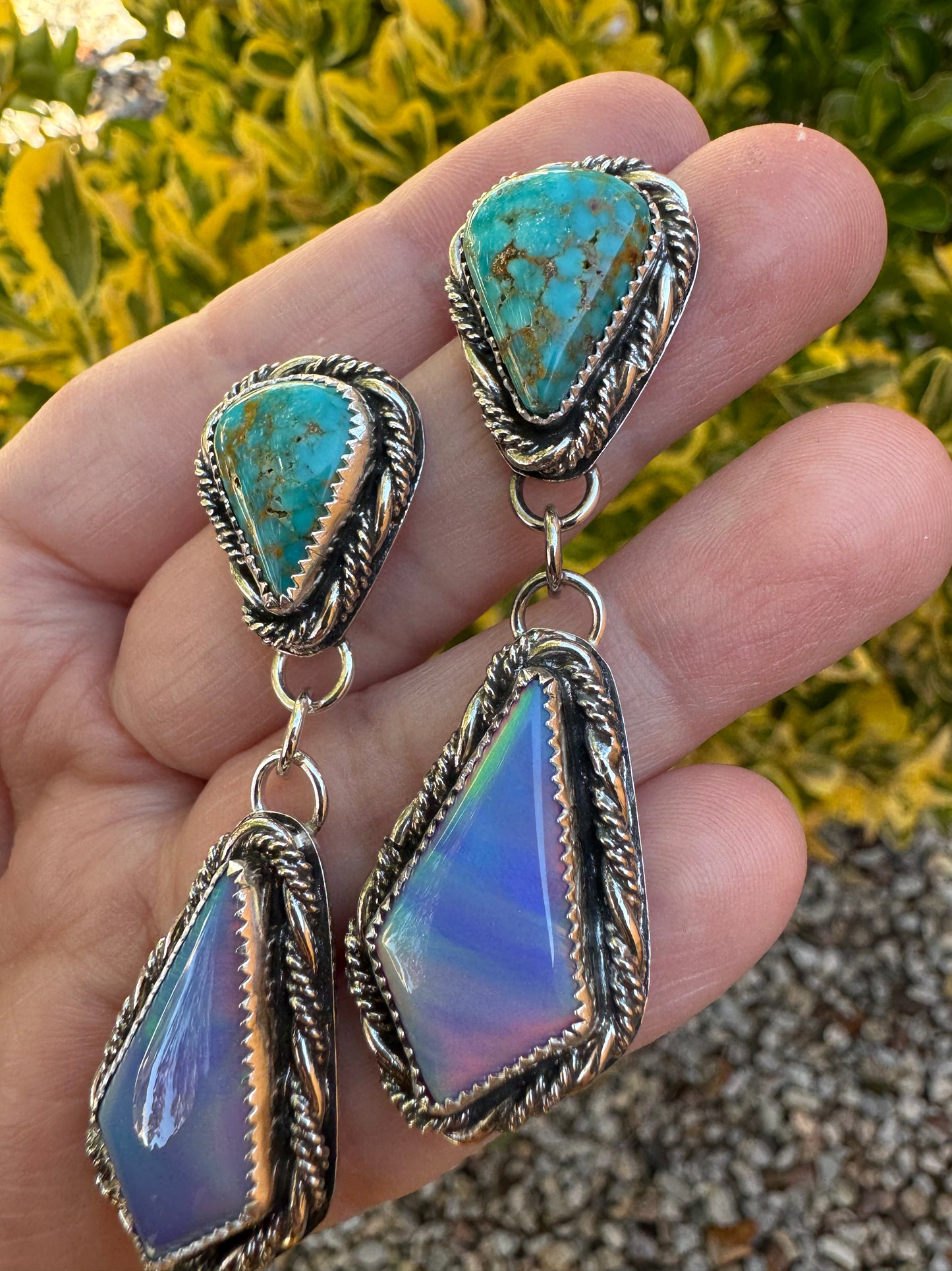 Aurora Opal and Turquoise Earrings
