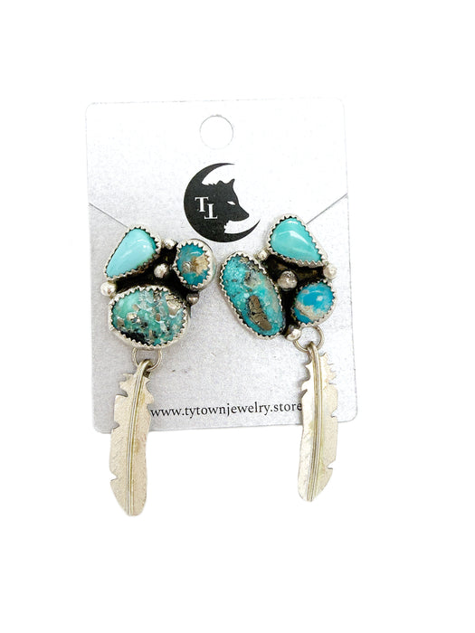 Mixed Turquoise Feather Earrings