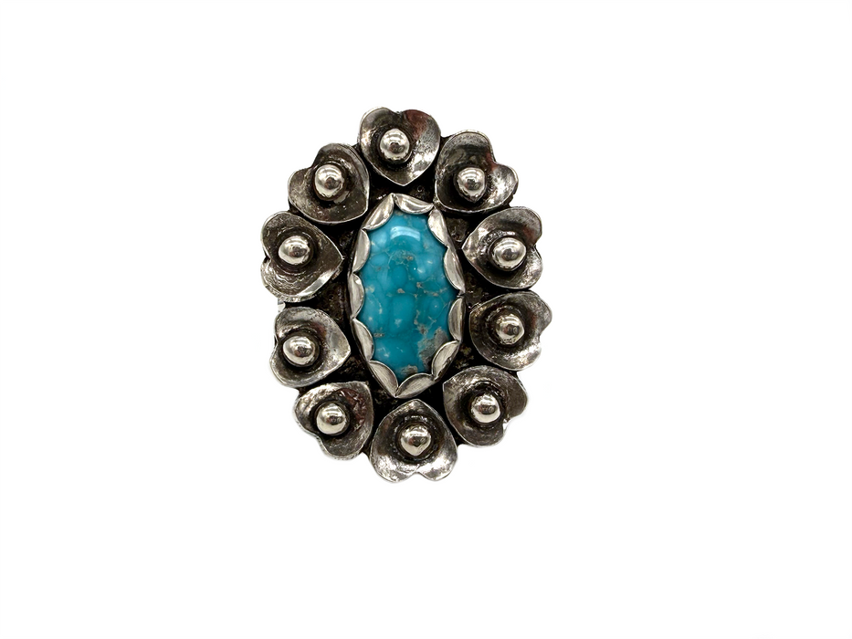 White Water Heart Flower Ring (Sz 7-8)